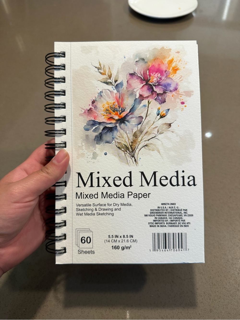 Mixed Media Paper Sketchbook - White Cover - 60 Sheets